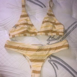 Yellow striped bikini
